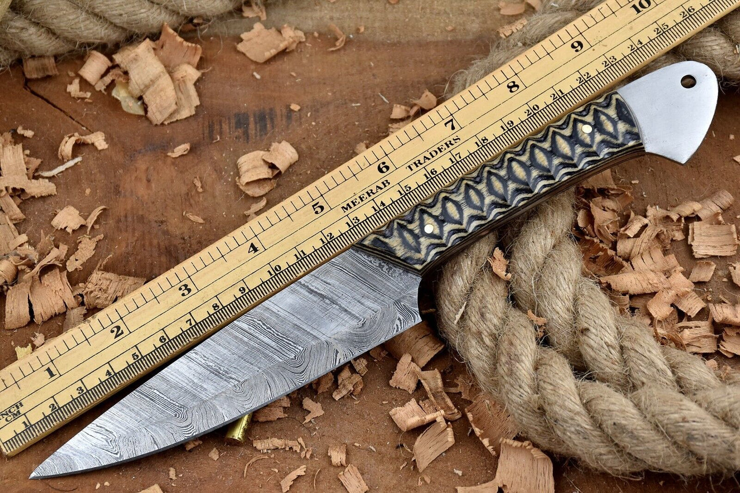 Custom Handmade Forged Damascus Steel Kitchen Chef Knife – Black & Yellow Dollar Sheet Handle