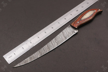 13" Custom Damascus Steel Fillet Knife Best Fillet Knife & Handmade Fillet Knives W/Sheath