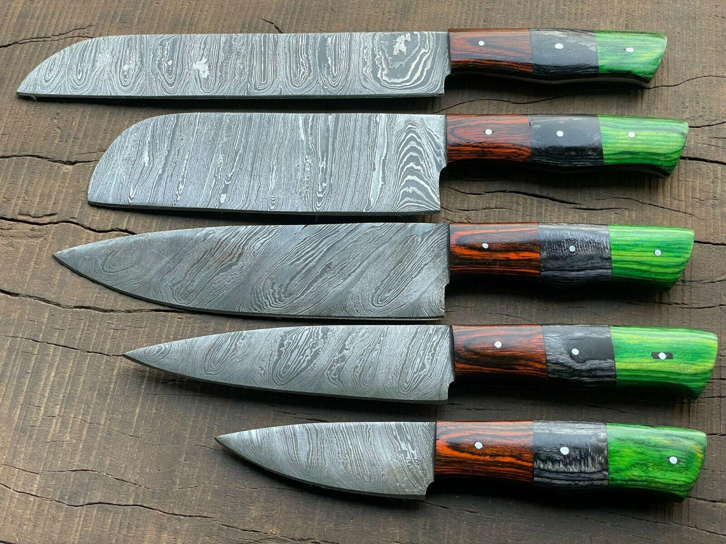 EVEREST HUNT 5-Piece Handmade Damascus Chef Knife Set – Custom Kitchen Knives