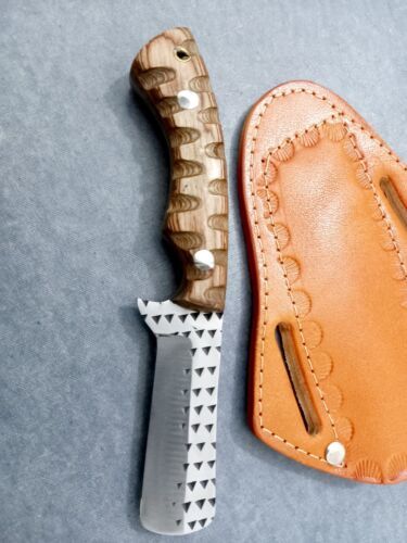 Custom Bull Cutter Knife With Rasp Steel Blade And Hard Wood Handle Best Bull Cutter Knife