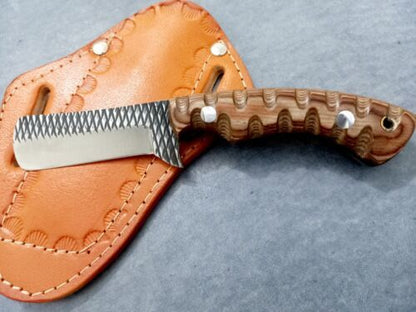 Custom Bull Cutter Knife With Rasp Steel Blade And Hard Wood Handle Best Bull Cutter Knife