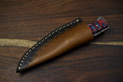 7.5" Twist Damascus Skinner Knife Hard Wood Handle Custom Handmade EDC