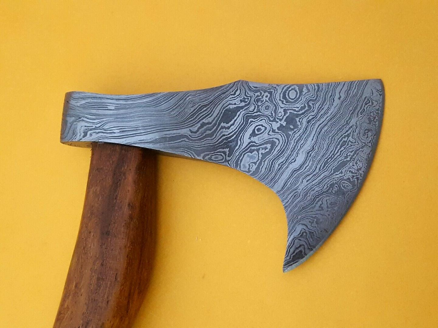Hand Forged Damascus Steel Battle Axe with Rose Wood Handle – 512 Layer Twist Pattern