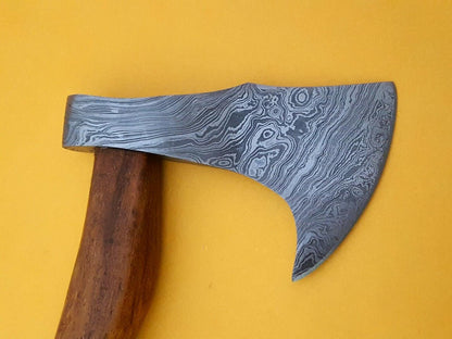 Hand Forged Damascus Steel Battle Axe with Rose Wood Handle – 512 Layer Twist Pattern