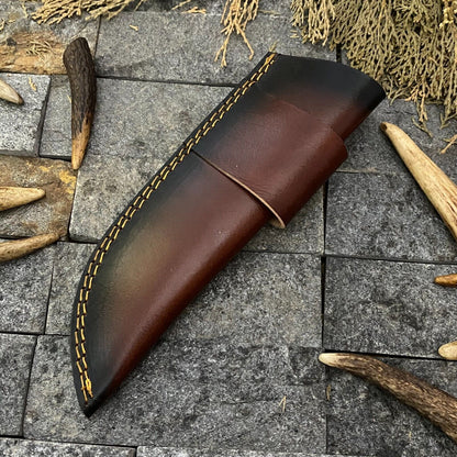 Heritage Forge 11 Inch Handmade Damascus Steel Tracker Hunting Knife with Wooden Handle