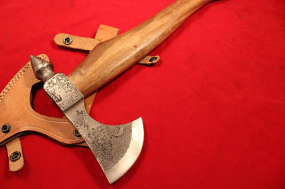 Hand Forged 1095 High Carbon Steel Viking Spiked Tomahawk Axe – 18" Handle