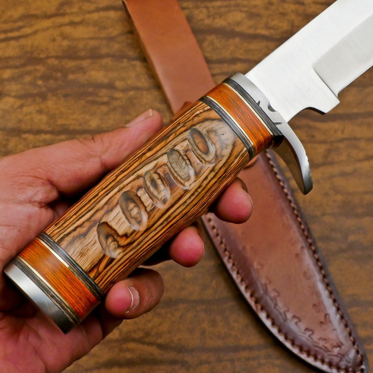 Explorer 12 Inch D2 Steel Hunting Bowie Camping Knife – Handmade Full Tang Survival Blade