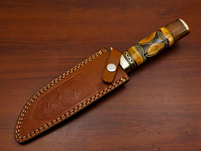 Hand Forged 12 Inch D2 Clip Point Fixed Blade Hunting Bowie Knife