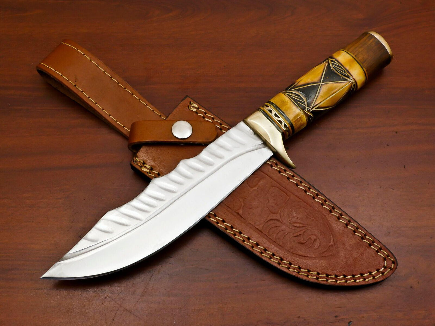 Hand Forged 12 Inch D2 Clip Point Fixed Blade Hunting Bowie Knife