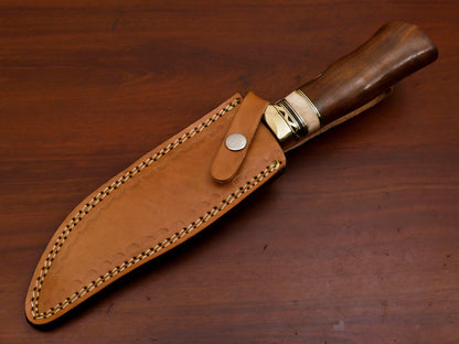 12" Damascus Steel Bowie Knife | Rosewood & Camel Bone Handle