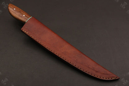 13.5" Custom Handmade Damascus Fillet Knife Fire Damascus Steel Fillet Knife W/Sheath