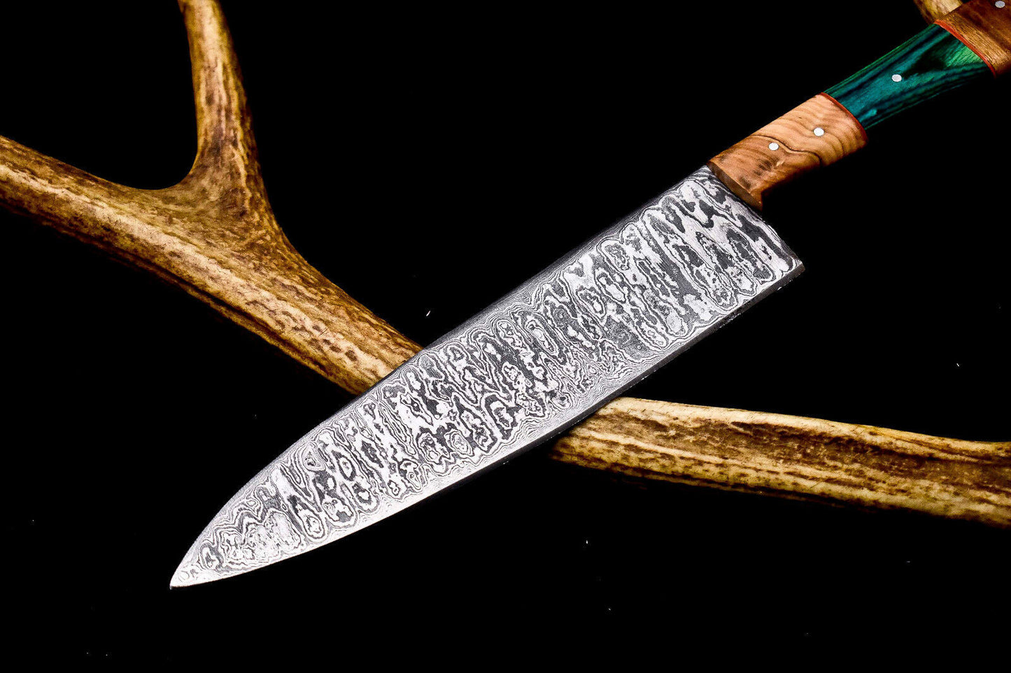 12.0" Handmade Damascus Steel Blade Kitchen Chef Full Tang