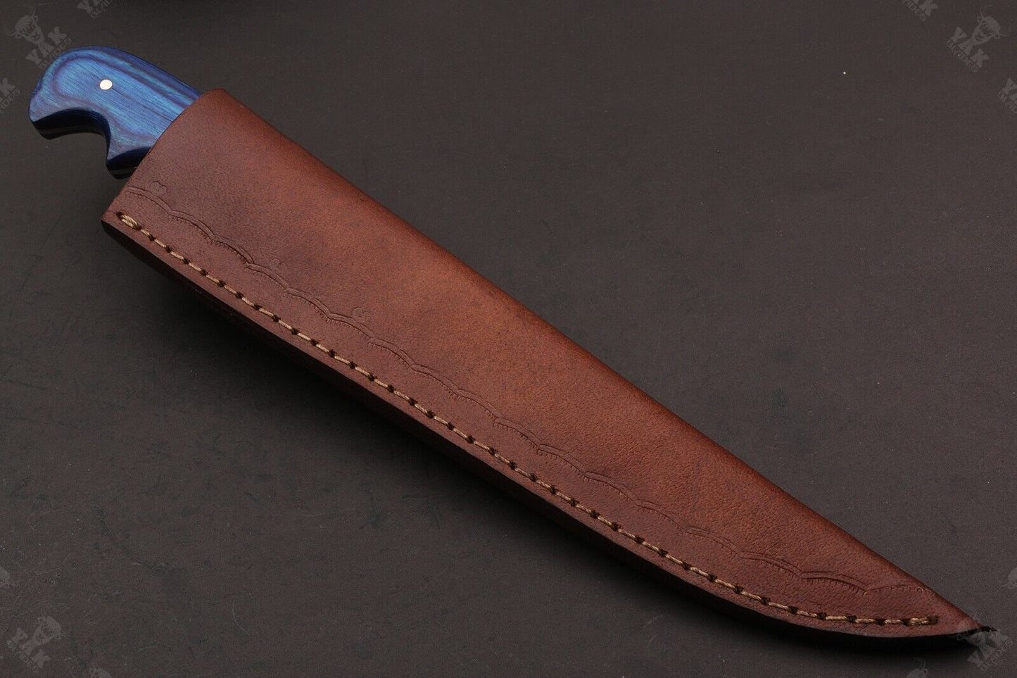 12.5" Hand Forged Damascus Fillet Knife Damascus Steel Fillet Knife With Leather Sheath