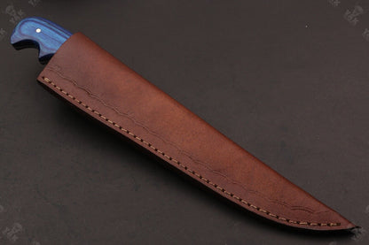 12.5" Hand Forged Damascus Fillet Knife Damascus Steel Fillet Knife With Leather Sheath