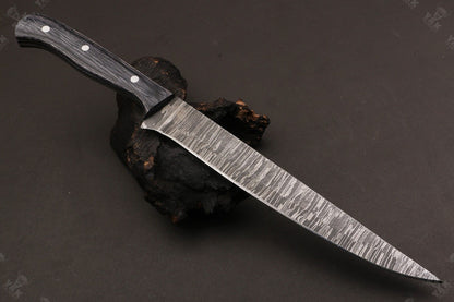 13" Handmade Damascus Fillet Knife Fire Damascus Steel Fillet Knife With Pakka Wood Handle
