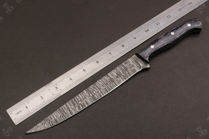 13" Handmade Damascus Fillet Knife Fire Damascus Steel Fillet Knife With Pakka Wood Handle