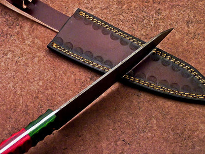 12" Handmade Damascus Steel Professional Chef Knife with Jigged Wood Handle