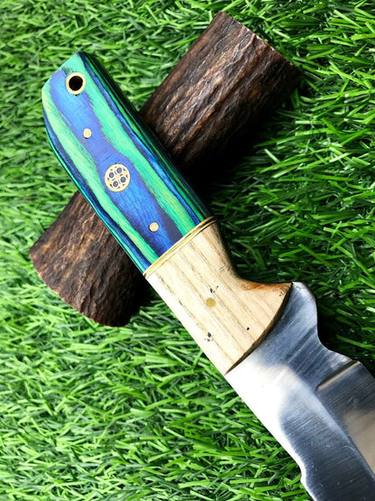 9" Handmade Stainless Steel Skinner Knife –  Survival Blade with Leather Sheath