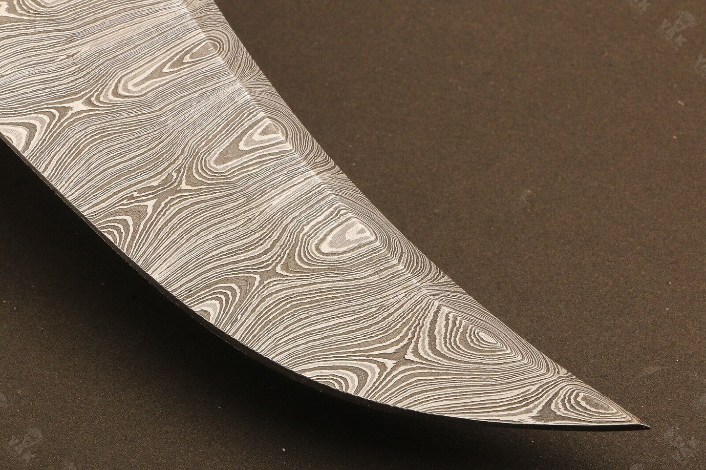 Hand Forged Damascus Bowie Knife with Wood Handle by Heritage Forge