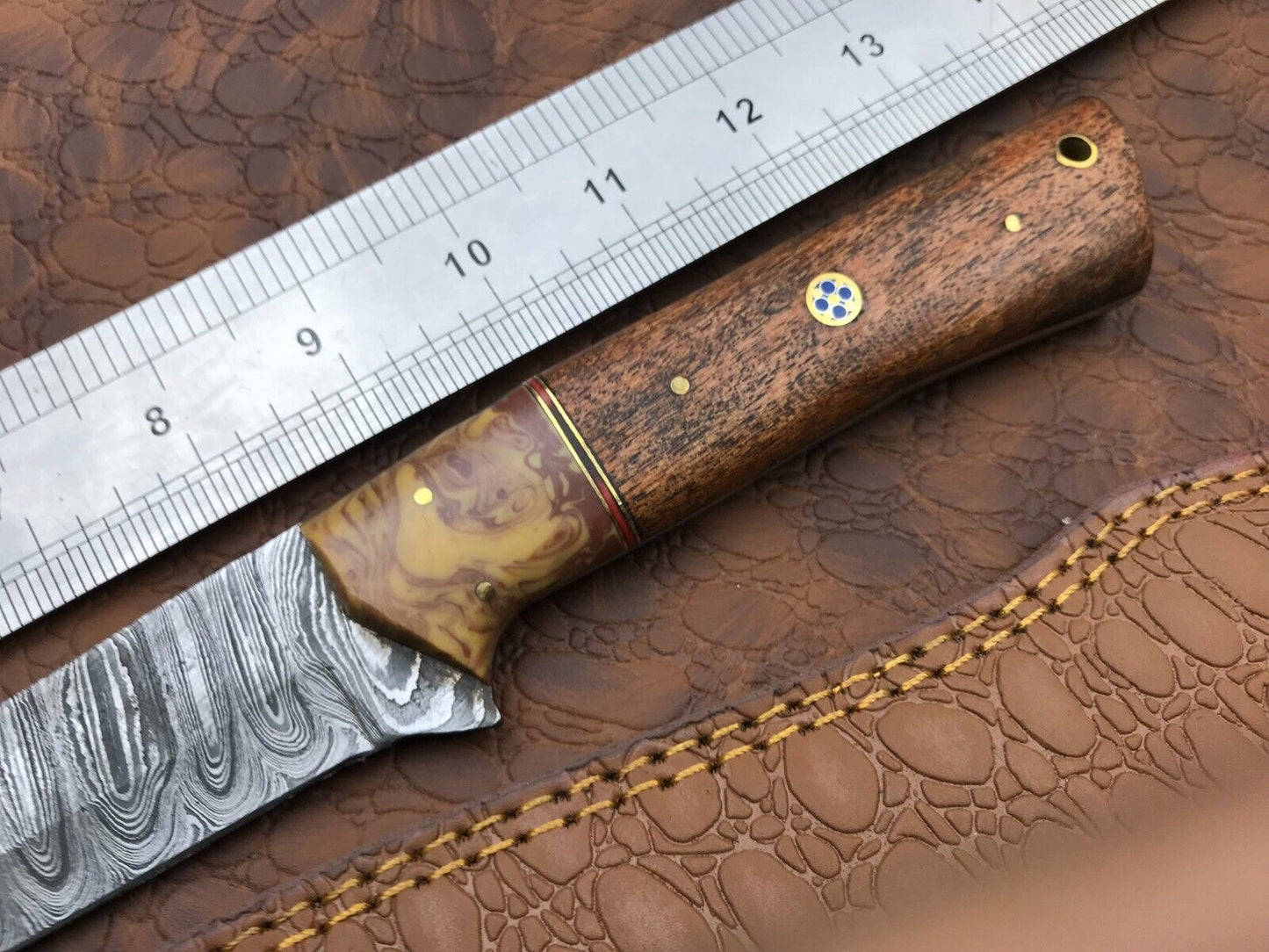 14" Handmade Damascus Fillet Knife Custom Fillet Knife with Sheath