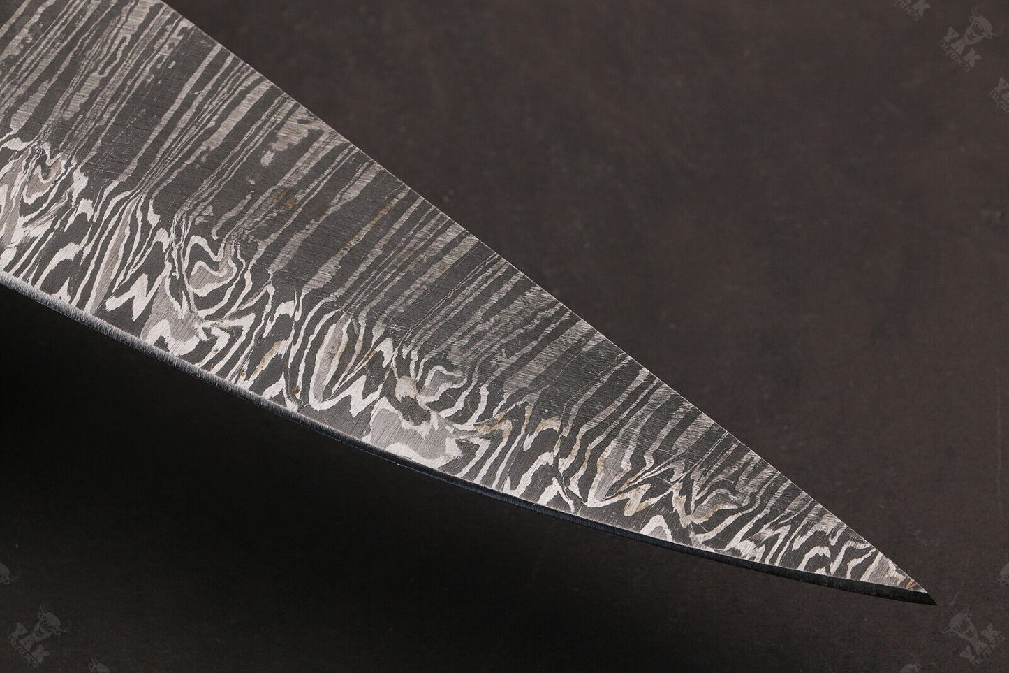 13.5" Custom Hand Forged Fire Damascus Steel Santoku Chef Knife with Camel Bone & Wood Handle