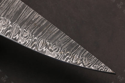 13.5" Custom Hand Forged Fire Damascus Steel Santoku Chef Knife with Camel Bone & Wood Handle