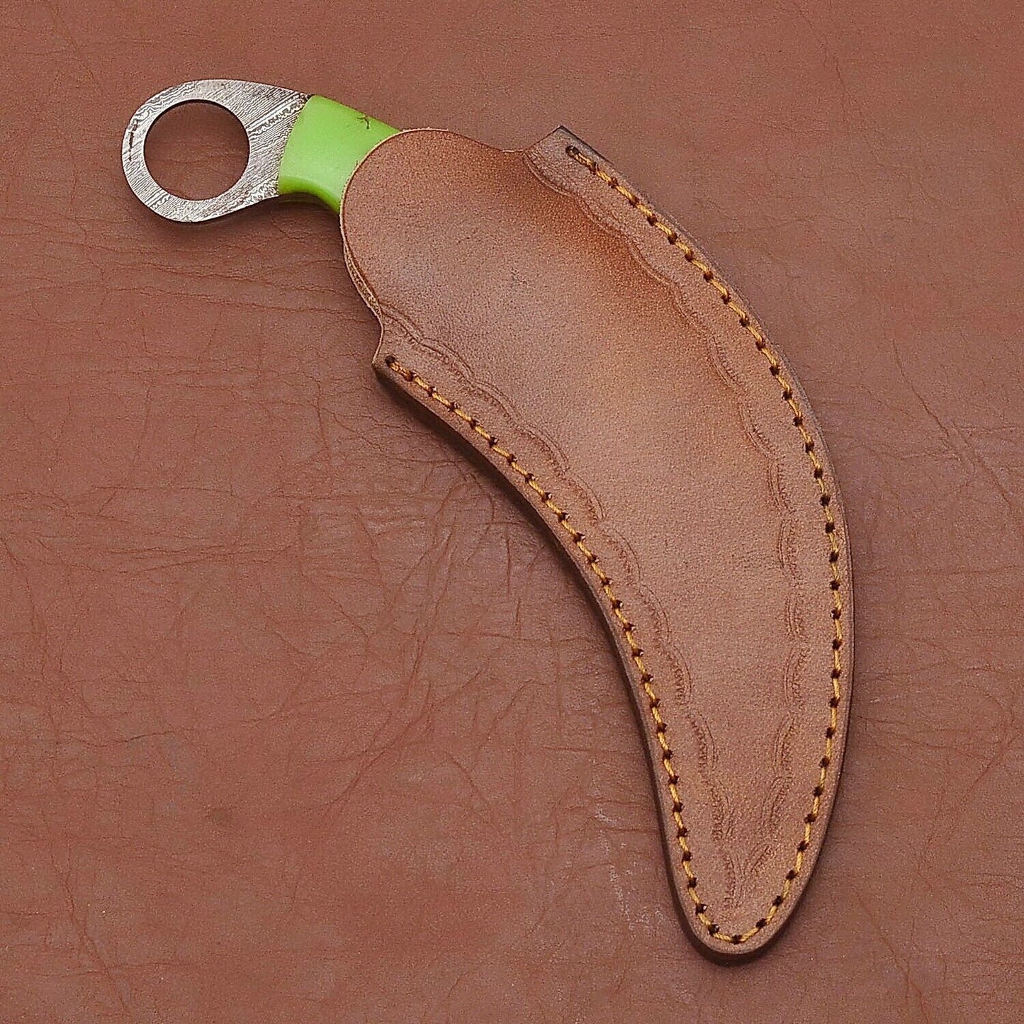Handmade Custom Damascus Steel Karambit Knife Best Karambit With Wood and Resin Handle