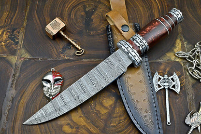 Heritage Forge 12 Inch Custom Damascus Steel Bowie Knife with Resin Handle