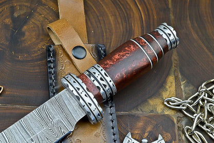 Heritage Forge 12 Inch Custom Damascus Steel Bowie Knife with Resin Handle