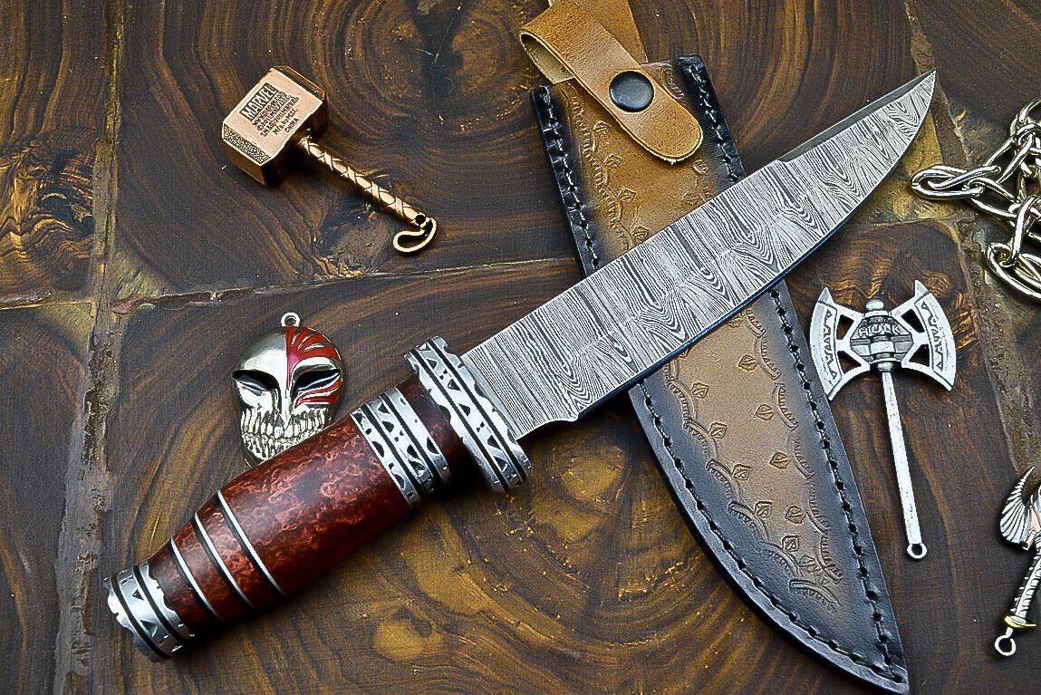 Heritage Forge 12 Inch Custom Damascus Steel Bowie Knife with Resin Handle