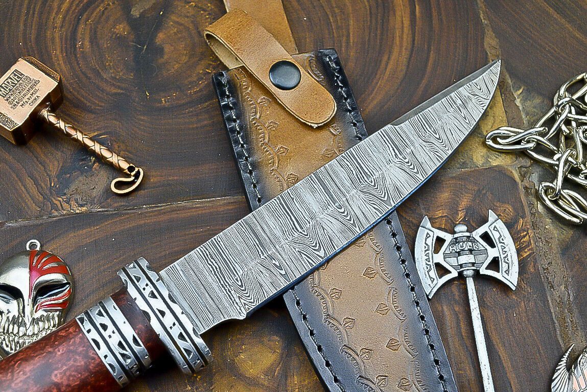 Heritage Forge 12 Inch Custom Damascus Steel Bowie Knife with Resin Handle