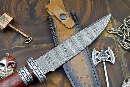 Heritage Forge 12 Inch Custom Damascus Steel Bowie Knife with Resin Handle