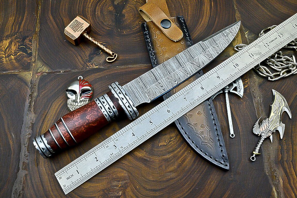 Heritage Forge 12 Inch Custom Damascus Steel Bowie Knife with Resin Handle
