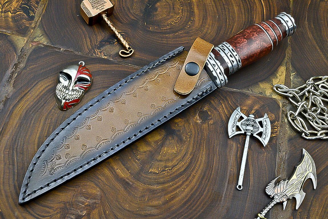 Heritage Forge 12 Inch Custom Damascus Steel Bowie Knife with Resin Handle