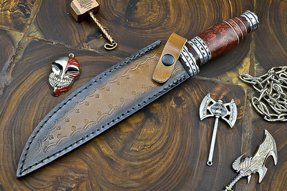Heritage Forge 12 Inch Custom Damascus Steel Bowie Knife with Resin Handle