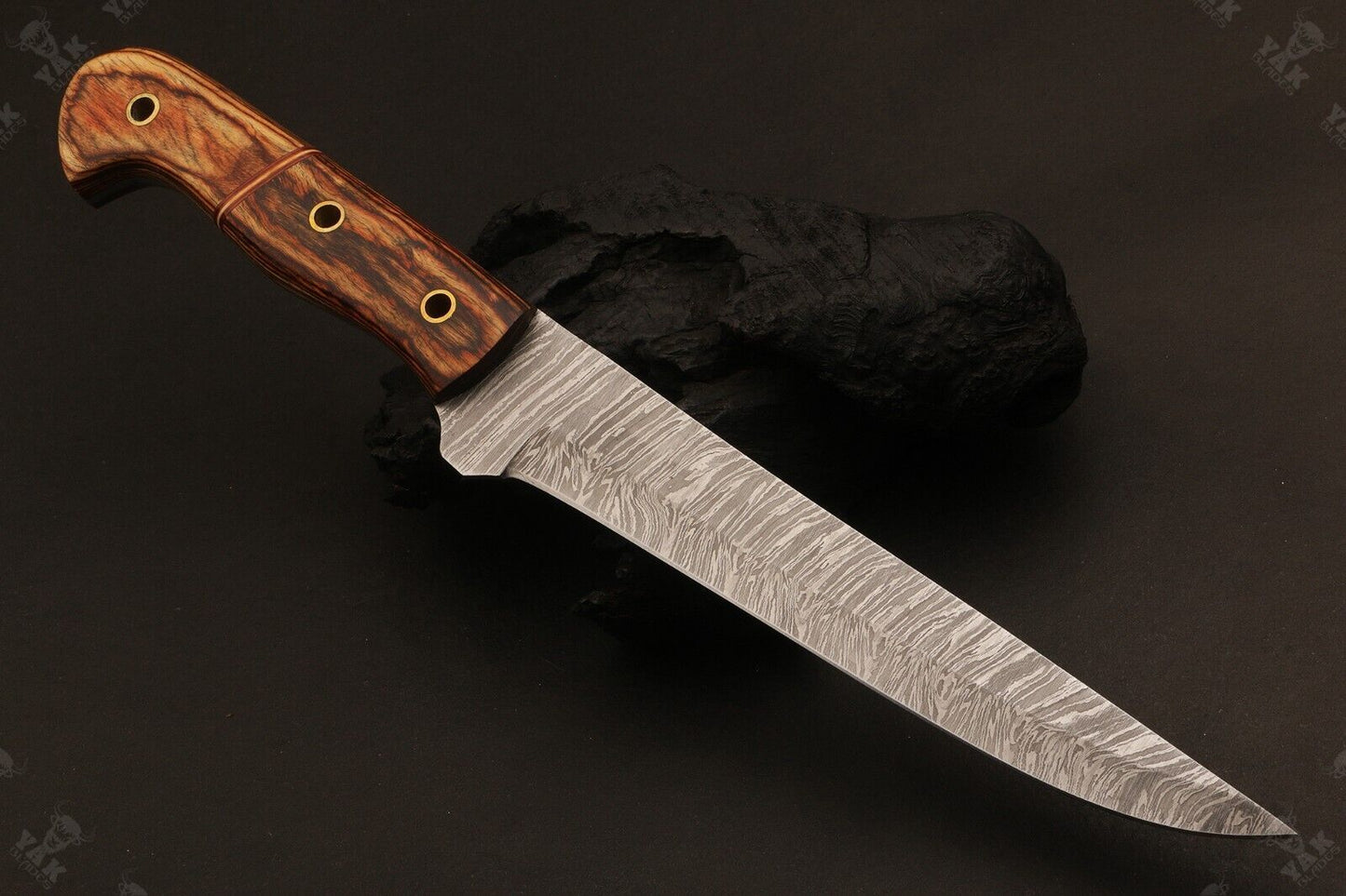 11.5" Hand Forged Damascus Fillet Knife Fire Damascus Kitchen Knife