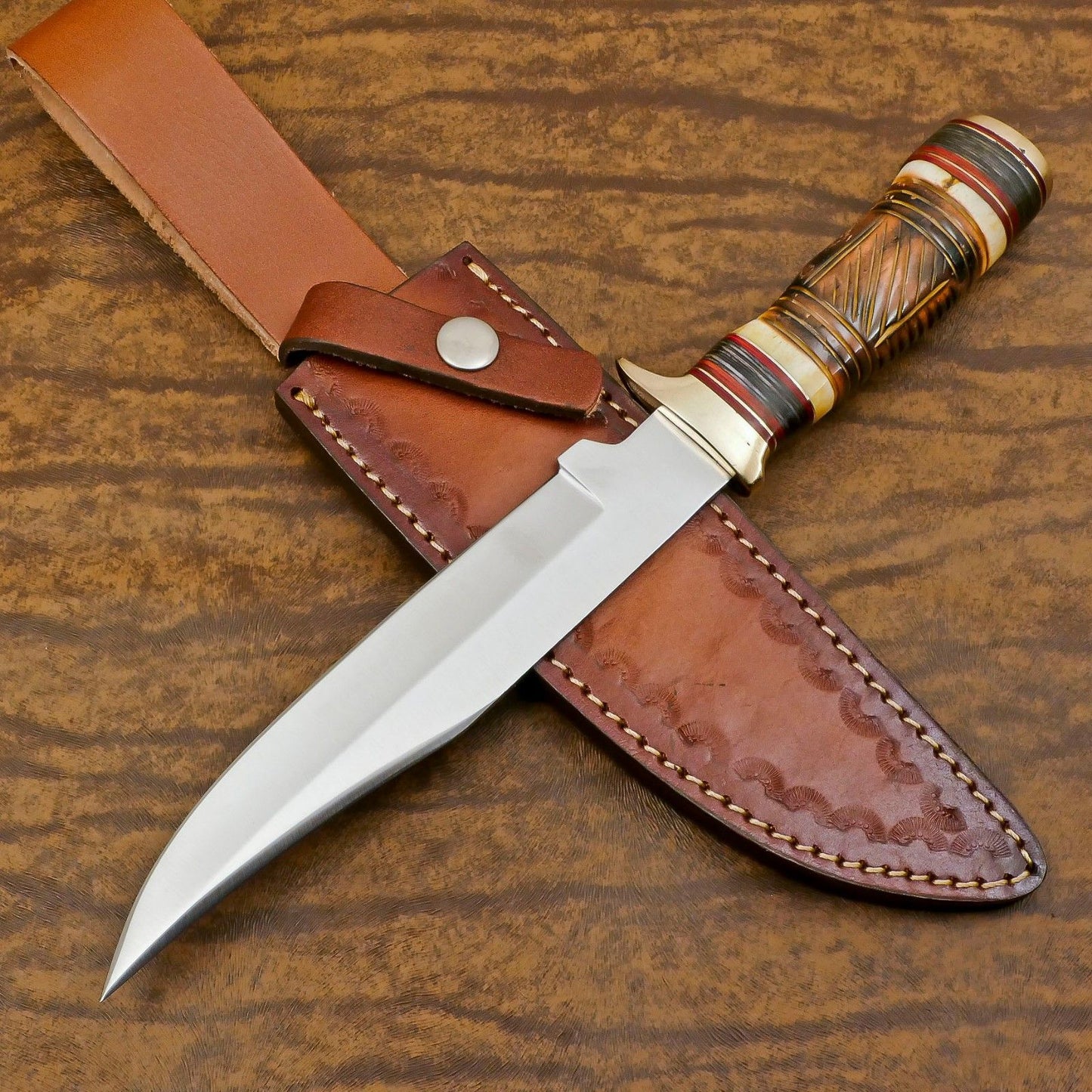 Custom Hand Forged 12 Inch D2 Steel Blade Hunting Bowie Camping Knife