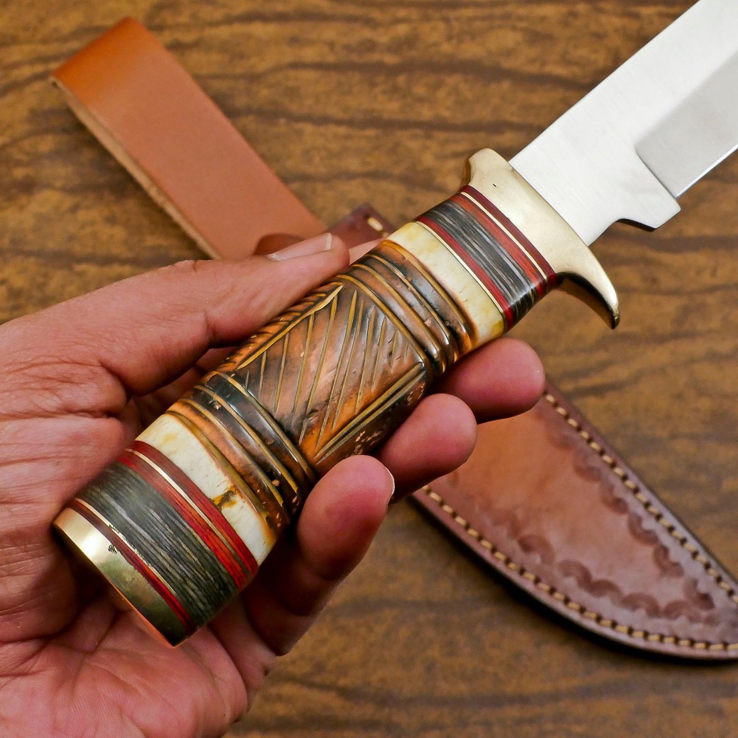 Custom Hand Forged 12 Inch D2 Steel Blade Hunting Bowie Camping Knife