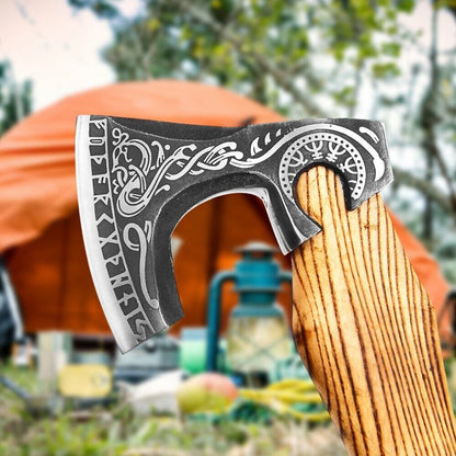 Handmade Viking Bearded Axe Hand Forged Carbon Steel Battle Ready Hatchet with Leather Sheath