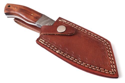 Heritage Forge 9 Inch Damascus Steel Bowie Cleaver Hunting Knife with Rosewood Handle