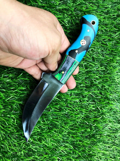 9" Handmade Stainless Steel Skinner Knife with Forged 5" Blade & Leather Sheath