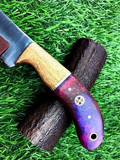 8" Handmade Stainless Steel Hunting & Skinning Knife with Leather Sheath