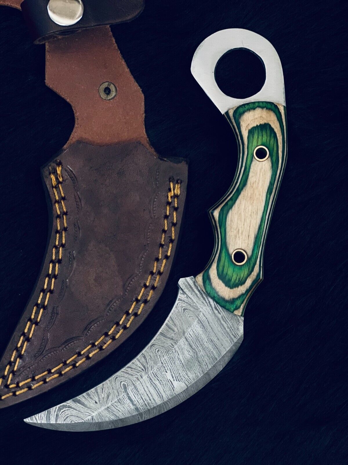 9" Damascus Karambit Knife Handmade Best Karambit Damascus Steel With Wood Handle