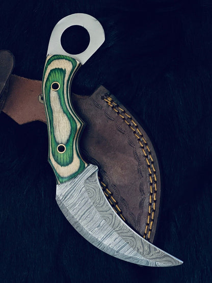 9" Damascus Karambit Knife Handmade Best Karambit Damascus Steel With Wood Handle