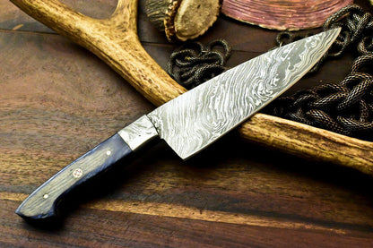 Custom Handmade Damascus Steel Chef Knife Full Tang with Hard Wood Handle – 10.5"