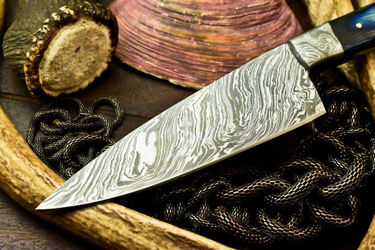 Custom Handmade Damascus Steel Chef Knife Full Tang with Hard Wood Handle – 10.5"