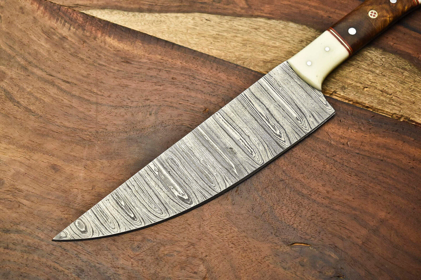 Rare Custom Handmade Damascus Steel Blade Kitchen Full Tang Chef Knife