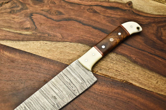 Rare Custom Handmade Damascus Steel Blade Kitchen Full Tang Chef Knife