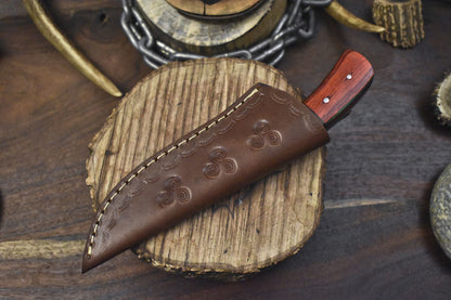 8" Handcrafted Twist Damascus Skinner Knife Hardwood Handle Wooden Bolster Gift