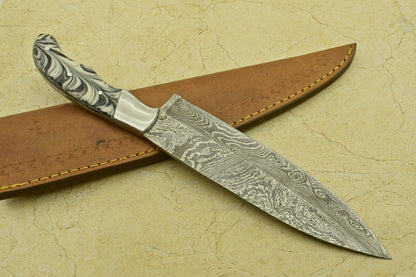 CUSTOM HANDMADE FORGED DAMASCUS STEEL CHEF KITCHEN KNIFE WITH RESIN HANDLE